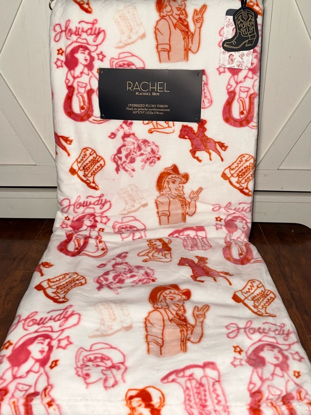 Rachel Roy Western ‘Howdy’ Cowgirl Plush Throw Blanket